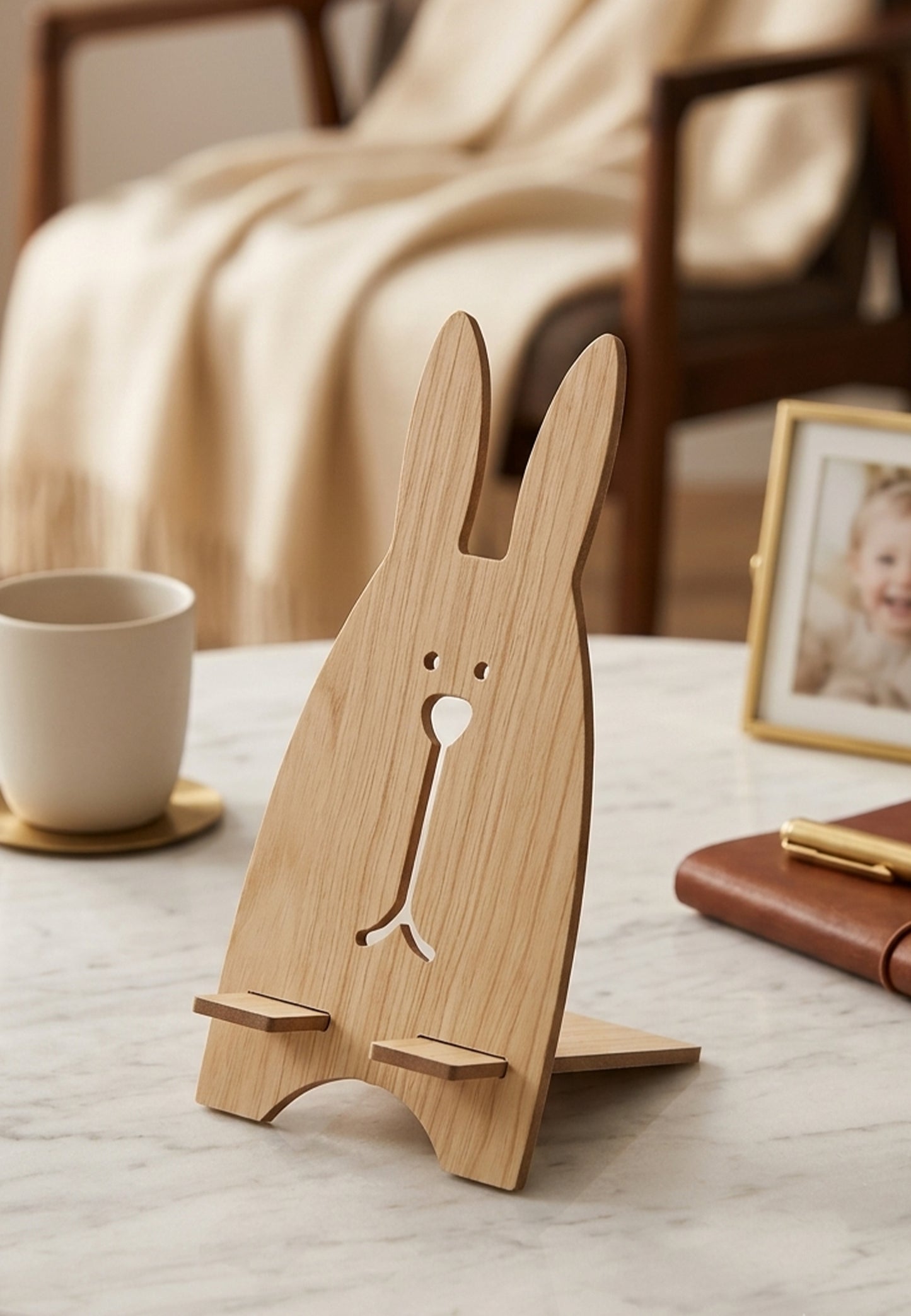 Cute Bunny Phone Stand - Adorable Nursery Desk Holder