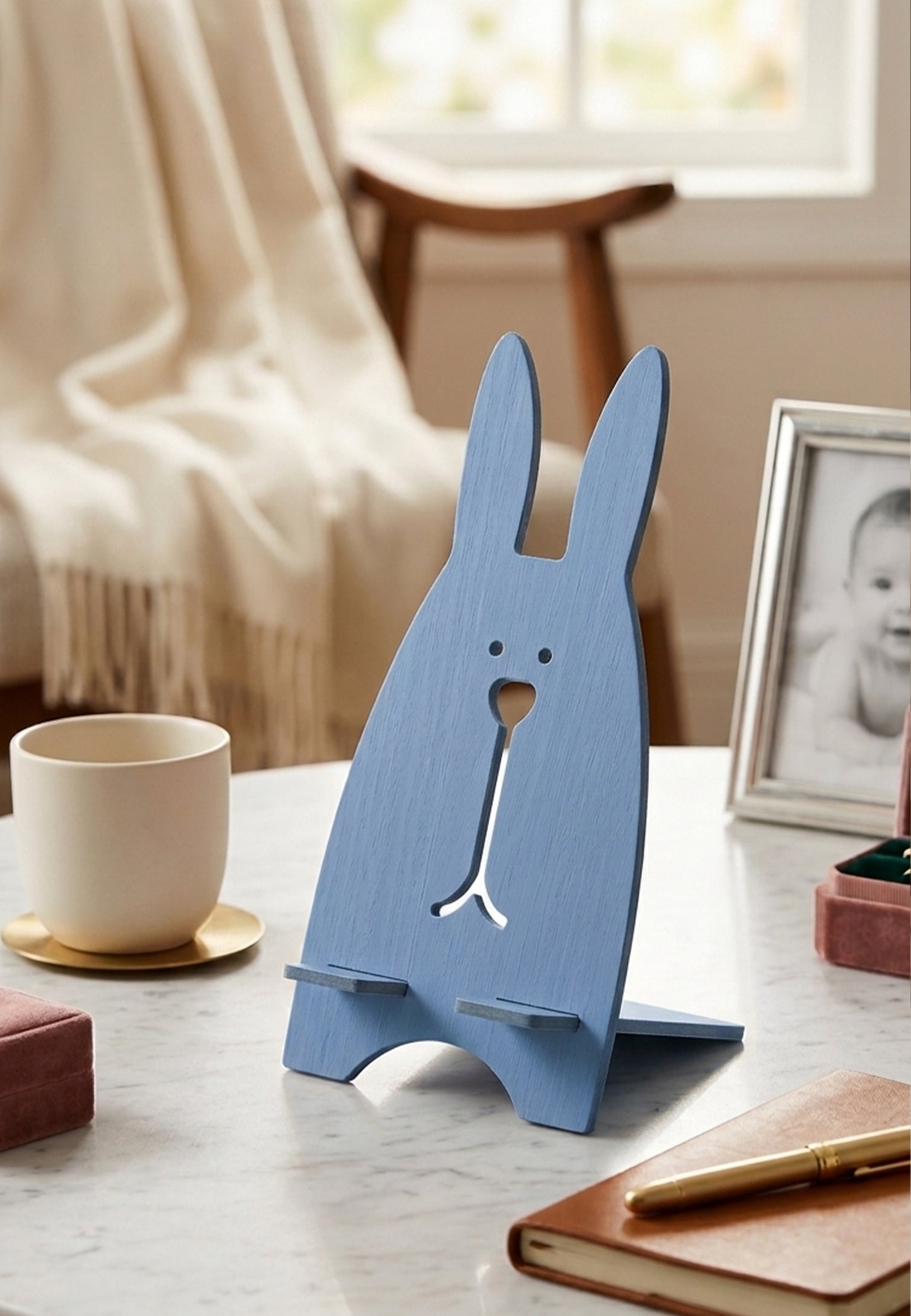 Cute Bunny Phone Stand - Adorable Nursery Desk Holder