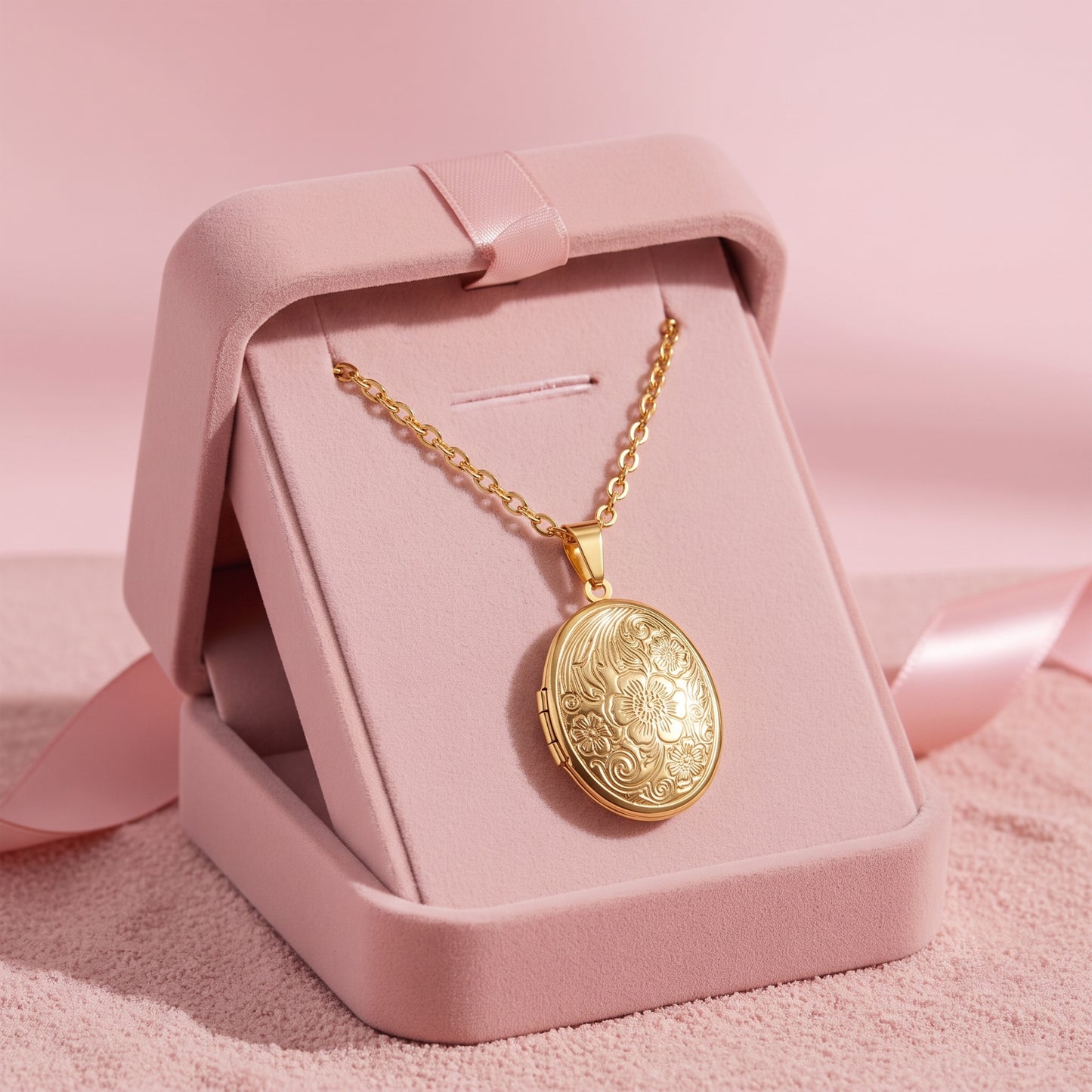 AurexLab™ Custom Floral Gold Locket - The Memorial Collection
