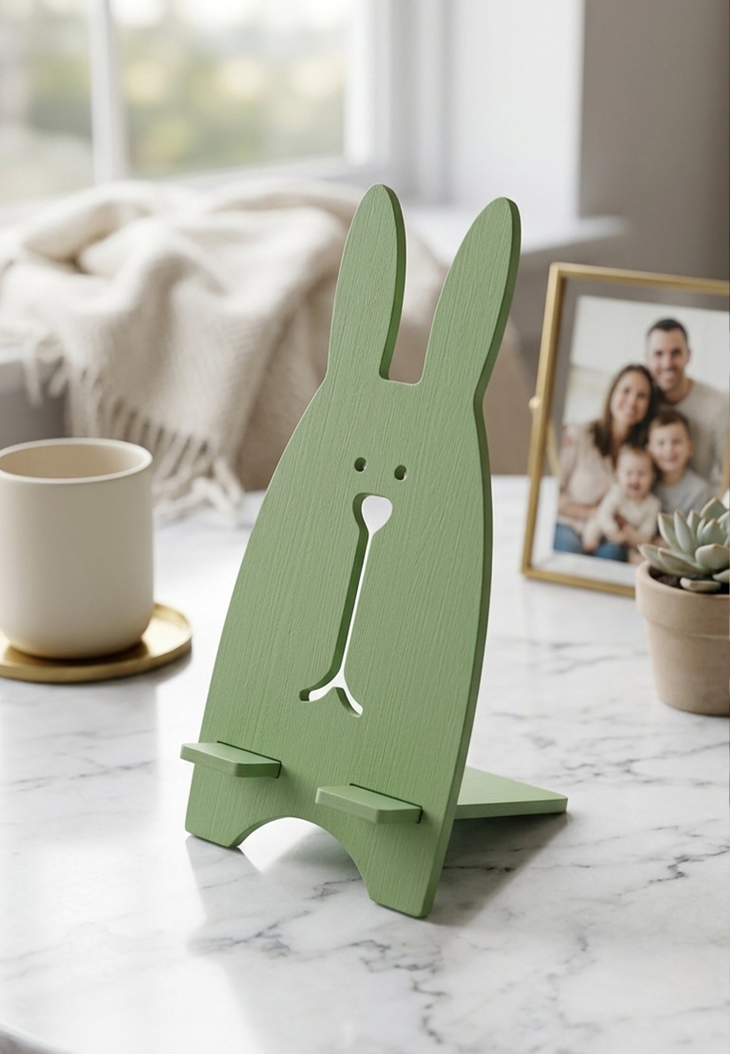 Cute Bunny Phone Stand - Adorable Nursery Desk Holder