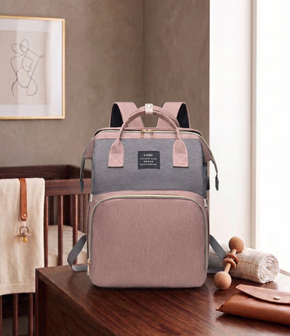 Mommy Diaper Bag Backpack with Portable Baby Crib - Large Capacity Travel Bag