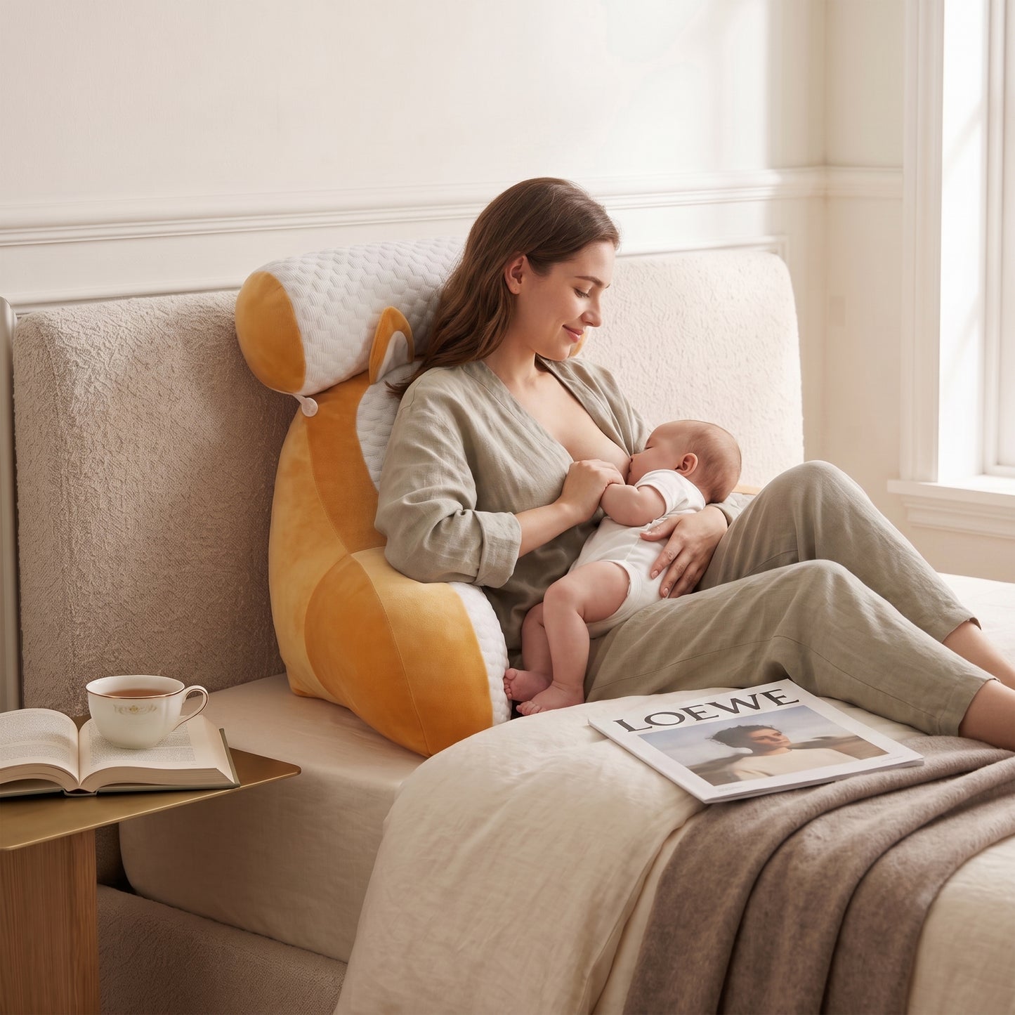 Cozy Backrest Reading Pillow - Cushioned Arm Support for Nursing & Relaxing