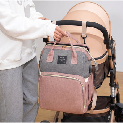 Mommy Diaper Bag Backpack with Portable Baby Crib - Large Capacity Travel Bag