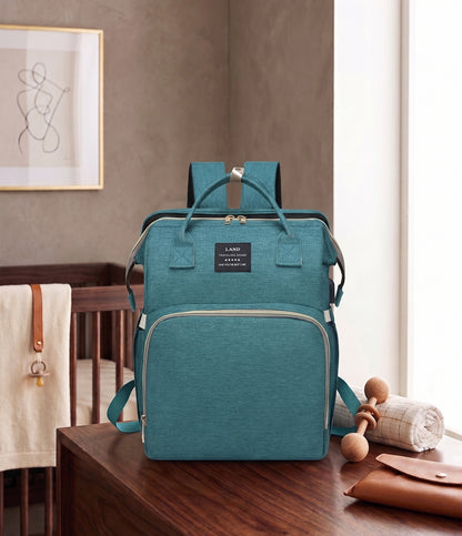 Mommy Diaper Bag Backpack with Portable Baby Crib - Large Capacity Travel Bag